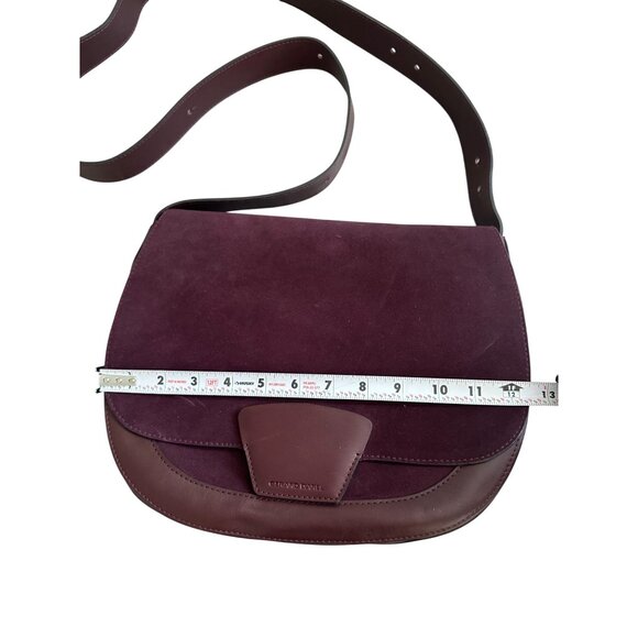 GERARD DAREL Purple Leather Suede Large Crossbody Saddle Handbag - Picture 11 of 13